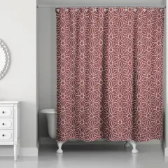 Contoured Leaves Shower Curtain Maroon