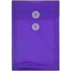 JAM Paper 6.25" x 9.25" Button & String Tie Closure Plastic Envelopes, 12ct. Purple
