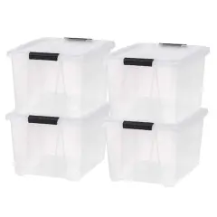 IRIS&reg; 32qt. Buckled Clear Boxes with Clear Buckle Lids, 4ct.