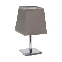 Simple Designs&trade; 9.5" Mini Chrome Table Lamp with Squared Empire Shade Gray