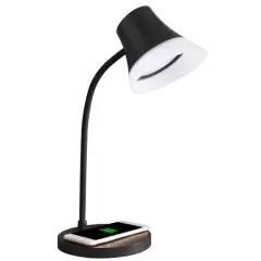 OttLite Wellness Series 17" Black Shine LED Desk Lamp with Wireless Charging