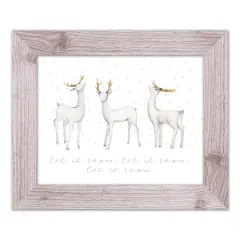 Designs Direct 14" x 11" Snow Reindeers Western White Framed Print
