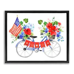 Stupell Industries Floral Americana Bicycle Floater Framed Art Black