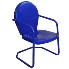 34" Outdoor Retro Tulip Armchair Blue