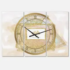 Designart Nr 5 Chic Paris Parfum Fashion 3 Panel Large Wall Clock