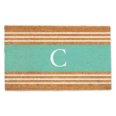 Teal Monogram Stripe Doormat C