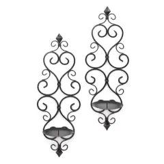 15.75" Fleur-De-Lis Candle Wall Sconce, 2ct.