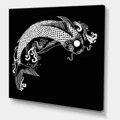 Designart - Chinoiserie Koi Fish I - Traditional Canvas Wall Art Print