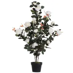45" Artificial White Rose Plant in Pot