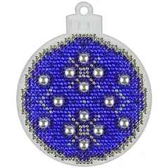 Wonderland Crafts Blue & Silver Ball Ornament Bead Embroidery on Plastic Kit