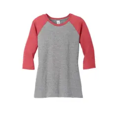 District&reg; Women's Perfect Tri&reg; 3/4-Sleeve Raglan Adult T-Shirt Red Frost/Grey Frost
