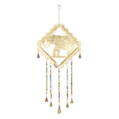 Gold Colored Metal Eclectic Elephant Windchime