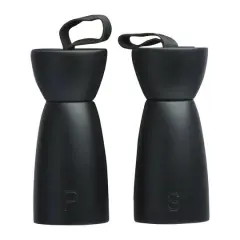 Hello Honey&reg; Black Rubber Wood Salt & Pepper Mill with Leather Handle, 2ct.