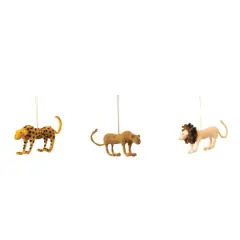 Hello Honey&reg; Yellow & Orange Handmade Wool Felt & Wire Exotic Animal Ornament Set