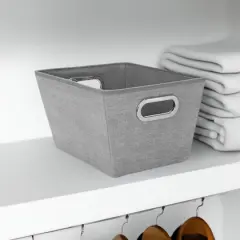 Simplify Medium Heather Gray Grommet Storage Bin