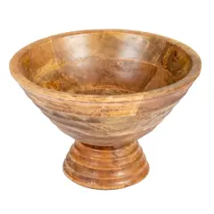 Hello Honey&reg; 9.75" Ridged Mango Wood Footed Bowl Light Brown