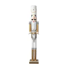 Glitzhome&reg; 42" Gold & White Christmas Nutcracker 
