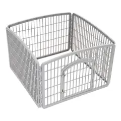 IRIS&reg; Gray 4-Panel Pet Playpen with Door