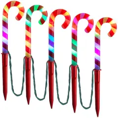 Christmas Enlightened ColorMotion&trade; Deluxe Candy Cane Pathway Stakes