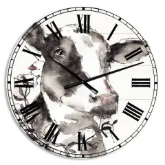 Designart 'Cow Portrait Country Life Farmhouse Wall Clock