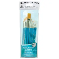 Royal & Langnickel&reg; Zip N' Close Golden Taklon 10 Piece Brush Set