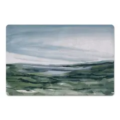 18" x 27" Navy & Green Abstract Landscape Floor Mat