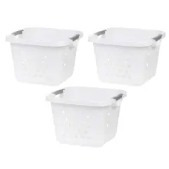 IRIS&reg; 32qt. White Laundry Hampers with Gray Easy Lift Handles, 3ct.