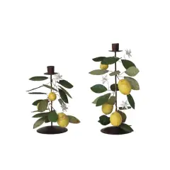 Hello Honey&reg; Multicolor Citrus Grove Metal Taper Candle Holder Set