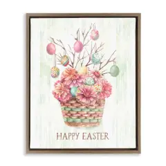 Stupell Industries Happy Easter Bouquet Floater Framed Art Brown