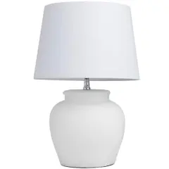 White Cement Pot Textured Table Lamp