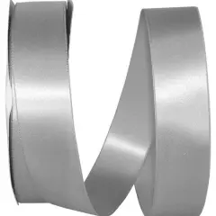 JAM Paper 1.5" x 100yd. Double Face Satin Ribbon Shell Gray