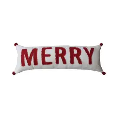 Hello Honey&reg; Red & White Merry Woven Cotton Lumbar Pillow