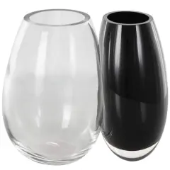 Black & Clear Abstract 2 Opening Recycled Glass Vase 