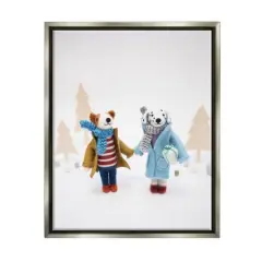 Stupell Industries Winter Holiday Gifts Dog Couple Framed Floater Canvas Wall Art Gray