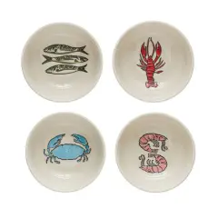 Hello Honey&reg; 4.5" Wax Relief Sea Life Stoneware Bowls Set