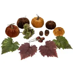 Pumpkin, Pinecone, Berry & Leaves Thanksgiving D&eacute;cor Set