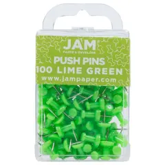 JAM Paper Colorful Standard Push Pins, 100ct. Lime Green