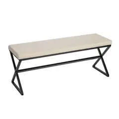 Household Essentials Harper 46.5" Metal & Boucle Bench Cream