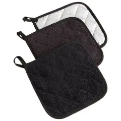 DII&reg; Terry Cloth Potholders, 3ct. Black