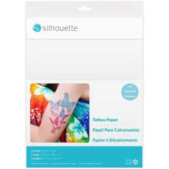 Silhouette&reg; Temporary Tattoo Paper, 8.5" x 11" Clear