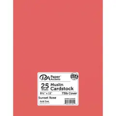PA Paper&trade; Accents 8.5" x 11" 73lb. Textured Muslin Cardstock, 25 sheets Sunset Rose