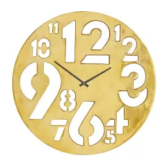 Gold Aluminum Contemporary Wall Clock, 24" x 24" x 2"