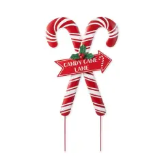 Glitzhome&reg; 30" Metal Christmas Candy Cane Yard Stake