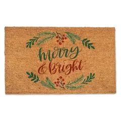 Merry and Bright Script 30" x 18" Door Mat