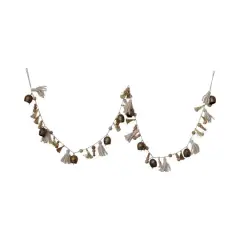 Hello Honey&reg; 6ft. Natural & Antique Brass Handmade Bells, Beads & Tassels Garland