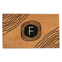 Black Monogram Circle Natural Coir Doormat F