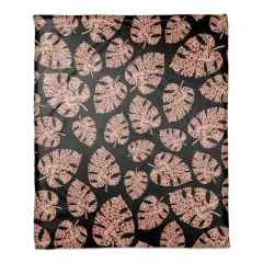 Pink Cheetah Monstera Fleece Throw Blanket