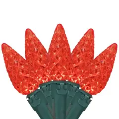 70ct. LED Faceted C6 Christmas String Lights Red