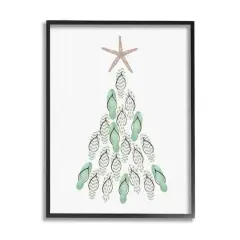 Stupell Industries Flip Flop Beachy Christmas Tree Black Framed Giclee Art