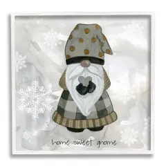 Stupell Industries Home Sweet Gnome Winter Snowflakes Framed Giclee Art White